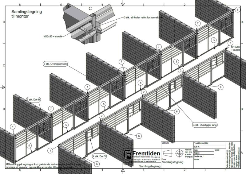 3D Tegning af stalden sikrer at mure og boksefronte passer sammen