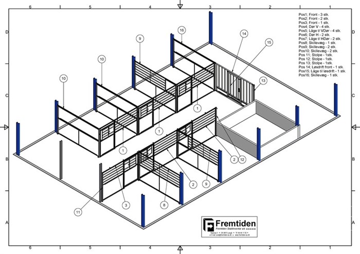 Udarbejdelse af 3D tegning før inventaret bliver produceret giver overblik og hjælper med til at sikre, at stalden bliver som ønsket
<br>