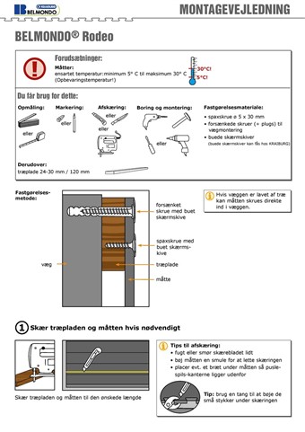 MONTAGEVEJLEDNING: Rodeo Vægbeklædning (Dansk PDF)