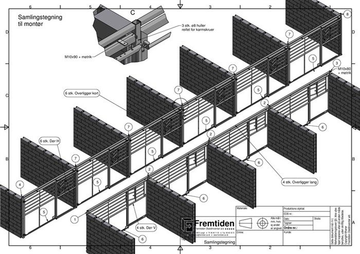 3D Tegning af stalden sikrer at mure og boksefronte passer sammen